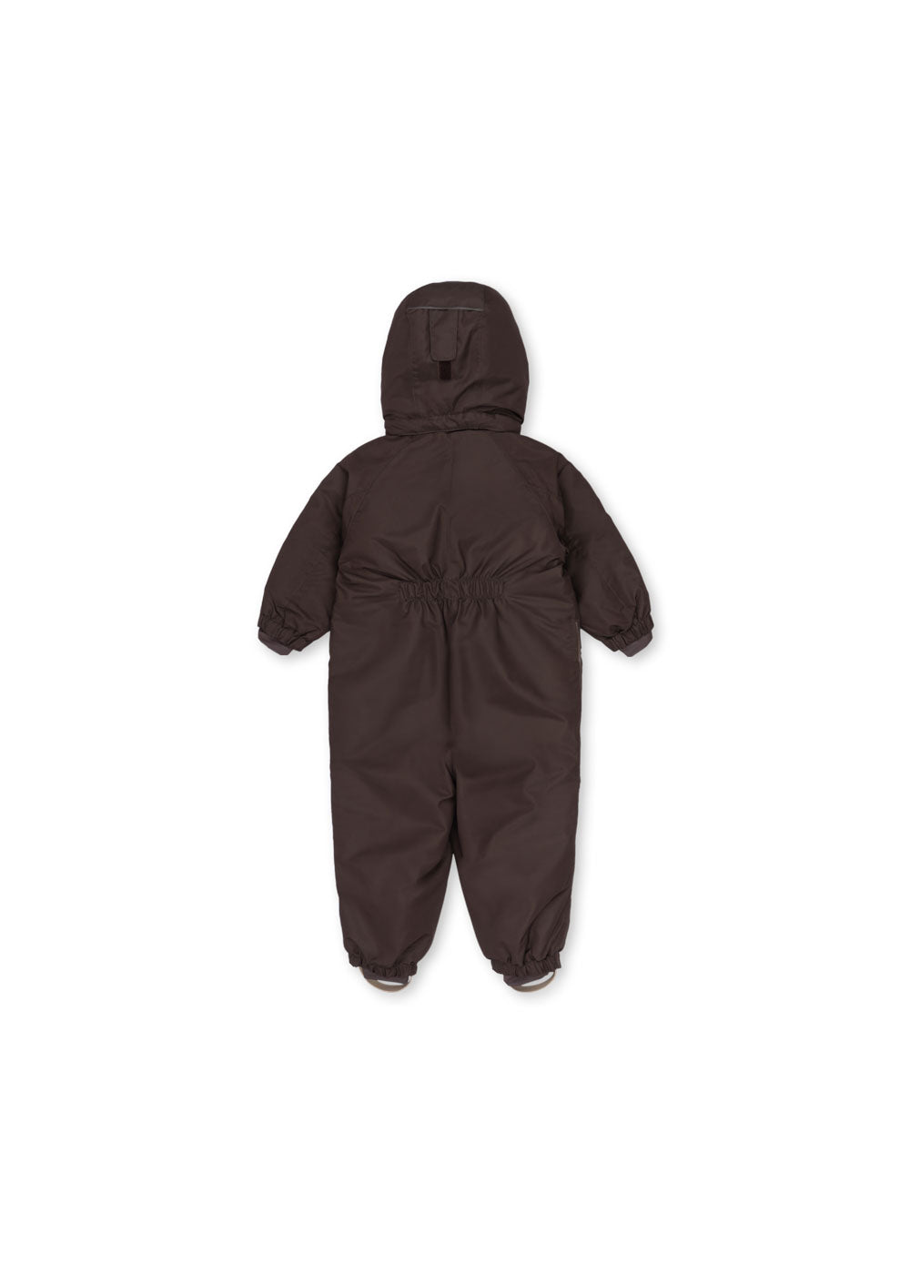 Back view of the Konges Sløjd Award Snowsuit Solid in Chocolate Brown on a white background