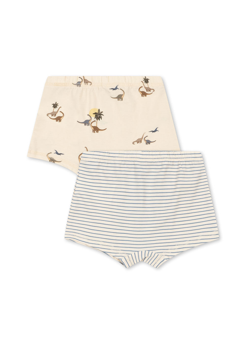 Konges Sløjd basic 2-pack boy boxers in Kubi and Stripe Bluie, back view on a white background