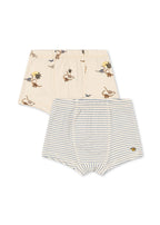 Konges Sløjd basic 2-pack boy boxers in Kubi and Stripe Bluie, front view on a white background