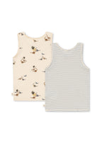 Konges Sløjd basic 2-pack tanktops in Kubi and Stripe Bluie, back view on a white background