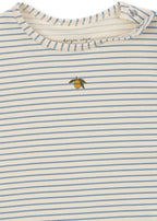 Close-up of Konges Sløjd basic blouse in Stripe Bluie collar and fabric