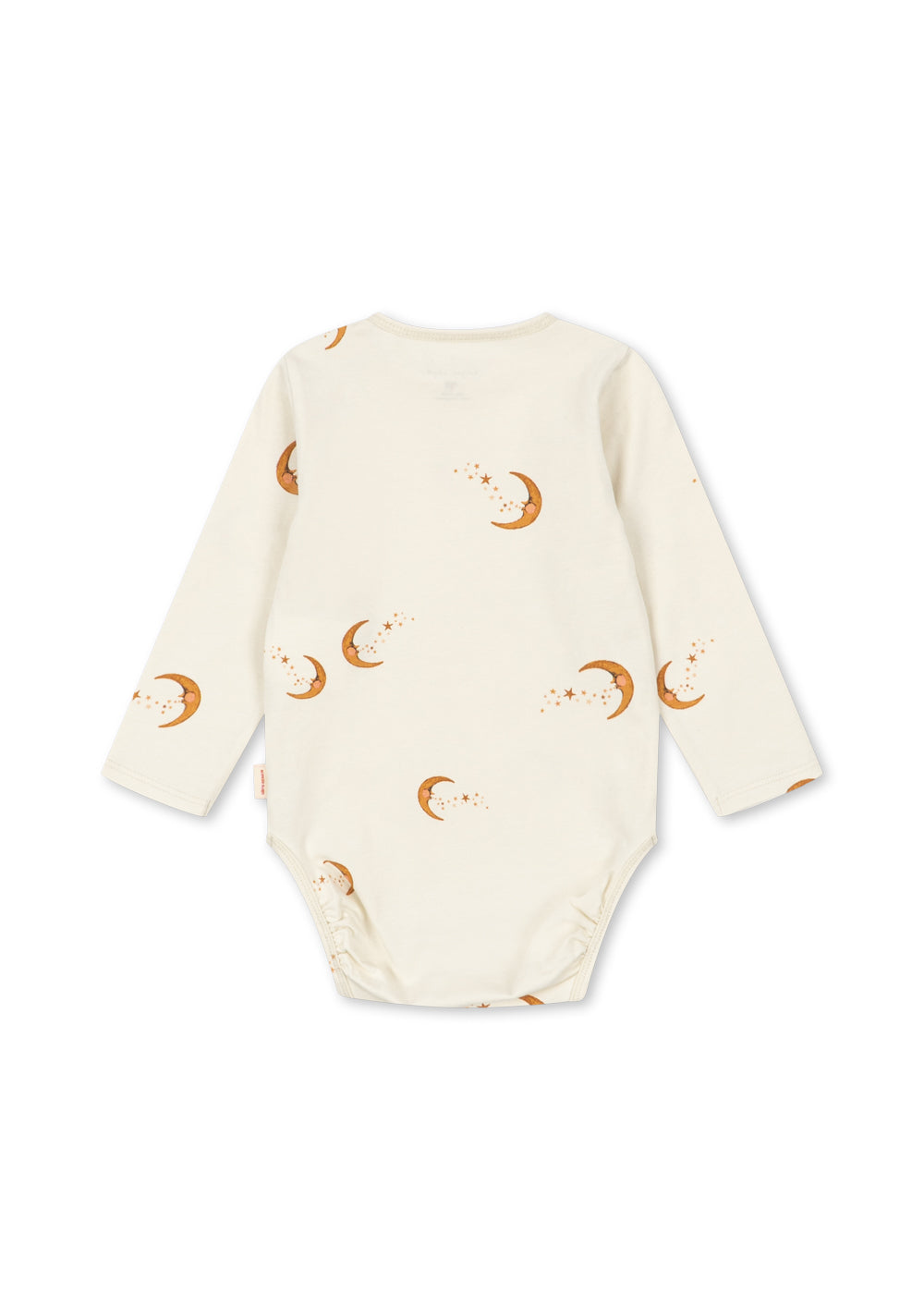 Back view of the Konges Sløjd Basic long-sleeve body in moon print on a white background.