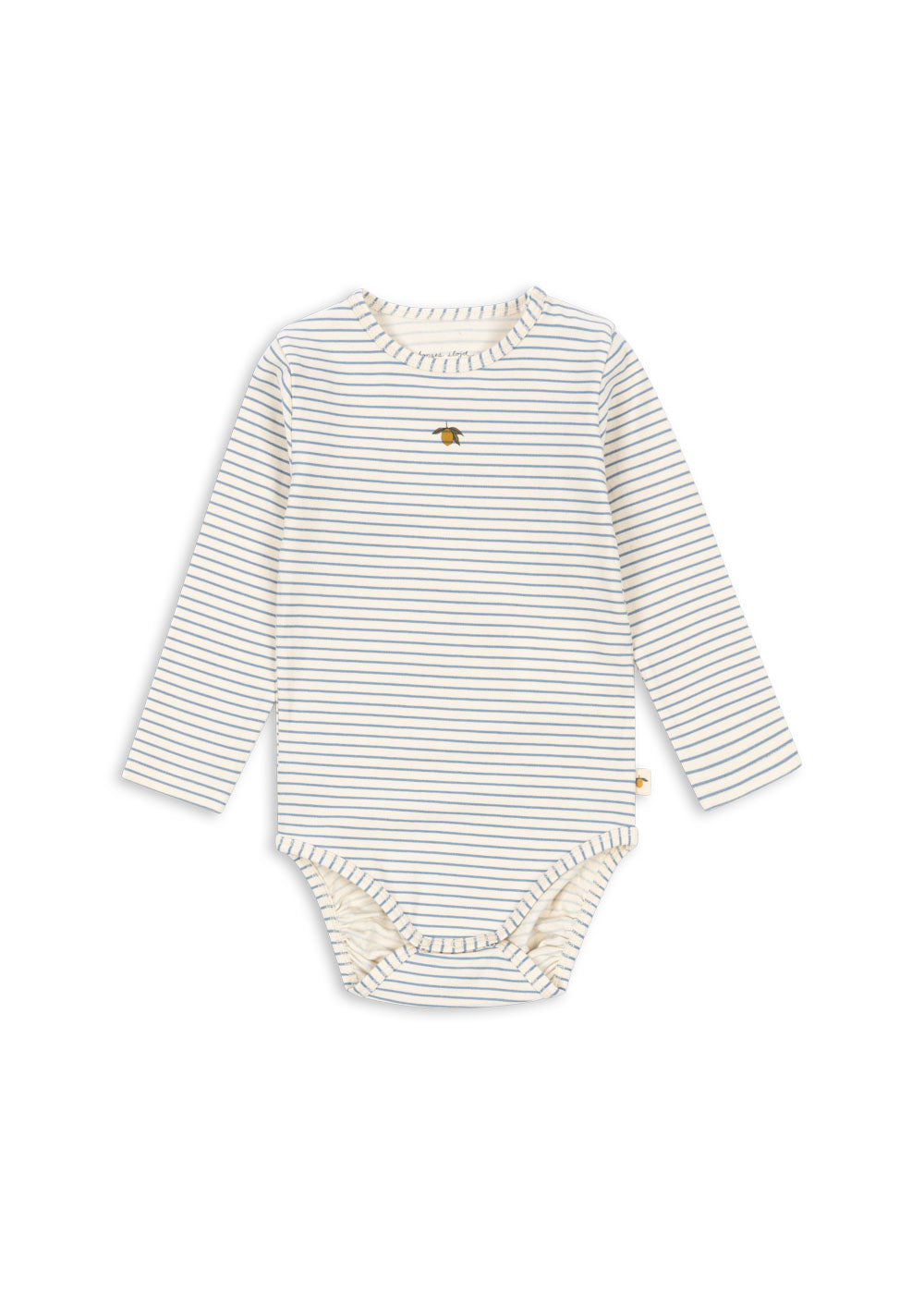Konges Sløjd basic long-sleeve body in Kubi and Stripe Bluie, front view on a white background