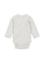 Konges Sløjd basic long-sleeve newborn body in Kubi and Stripe Bluie, back view on a white background