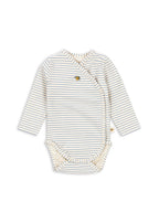 Konges Sløjd basic long-sleeve newborn body in Kubi and Stripe Bluie, front view on a white background