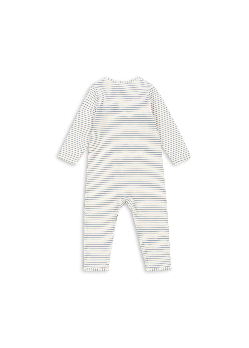 Konges Sløjd basic onesie in Kubi and Stripe Bluie, back view on a white background
