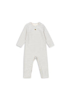 Konges Sløjd basic onesie in Kubi and Stripe Bluie, front view on a white background
