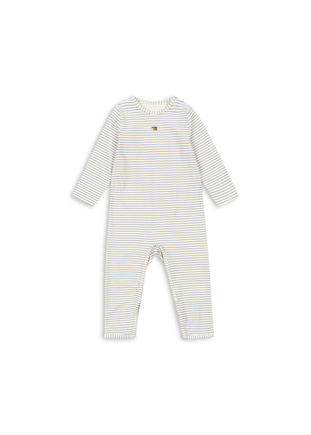 Konges Sløjd basic onesie in Kubi and Stripe Bluie, front view on a white background