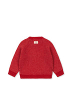 Back view of the Konges Sløjd Belou cardigan in Cat Rouge on a white background.