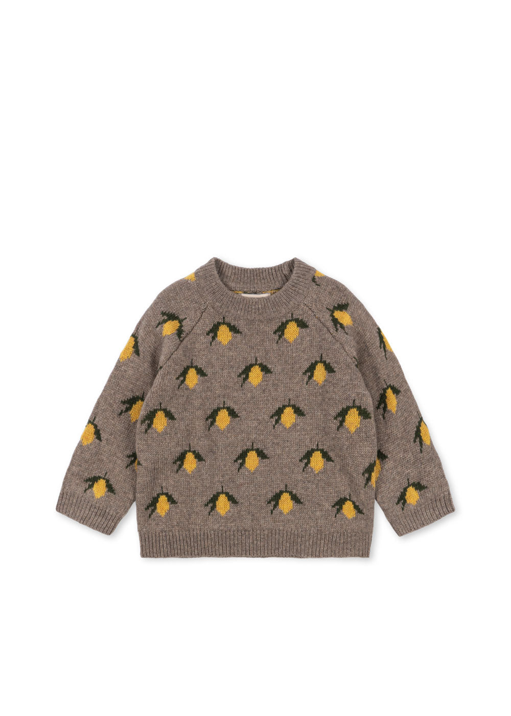 Konges Sløjd Belou lemon knit sweater, front view on white background