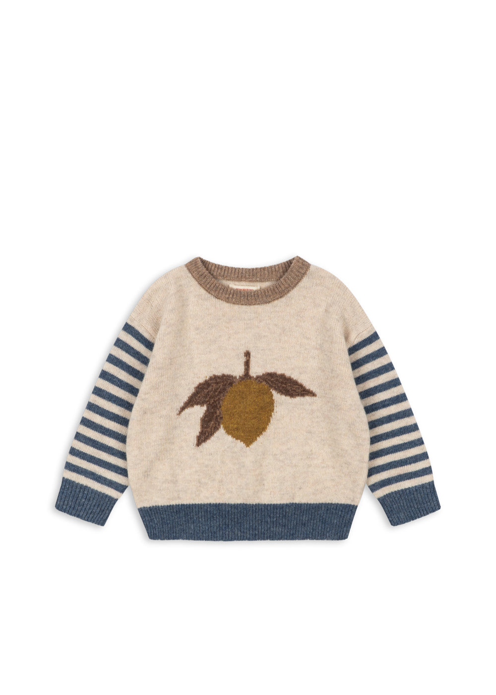 Front view of the Konges Sløjd Billi Sweater in Lemon on a white background.