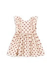 Front view of a Konges Sløjd Cianna bow dress in Amour rouge on a white background