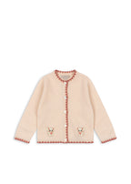 Front view of the Konges Sløjd Collette Cardigan in Rosey on a white background.