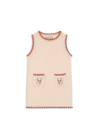 Front view of the Konges Sløjd Collette Dress in Rosey on a white background.