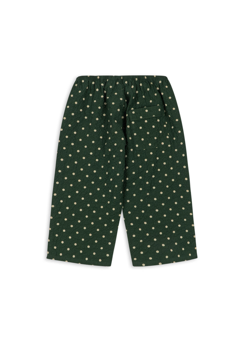 Back view of the Konges Sløjd Elin Bow pants in Dot Marseille on a white background.