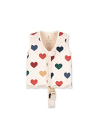 Front view of a Konges Sløjd Ellis swim vest in bon coeur coloré on a white background