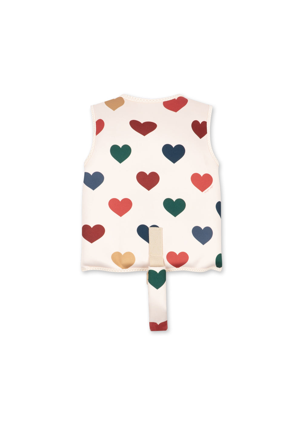 Back view of a Konges Sløjd Ellis swim vest in bon coeur coloré on a white background