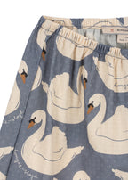 Close-up of the Konges Sløjd Evia pants in Swan print on a white background.