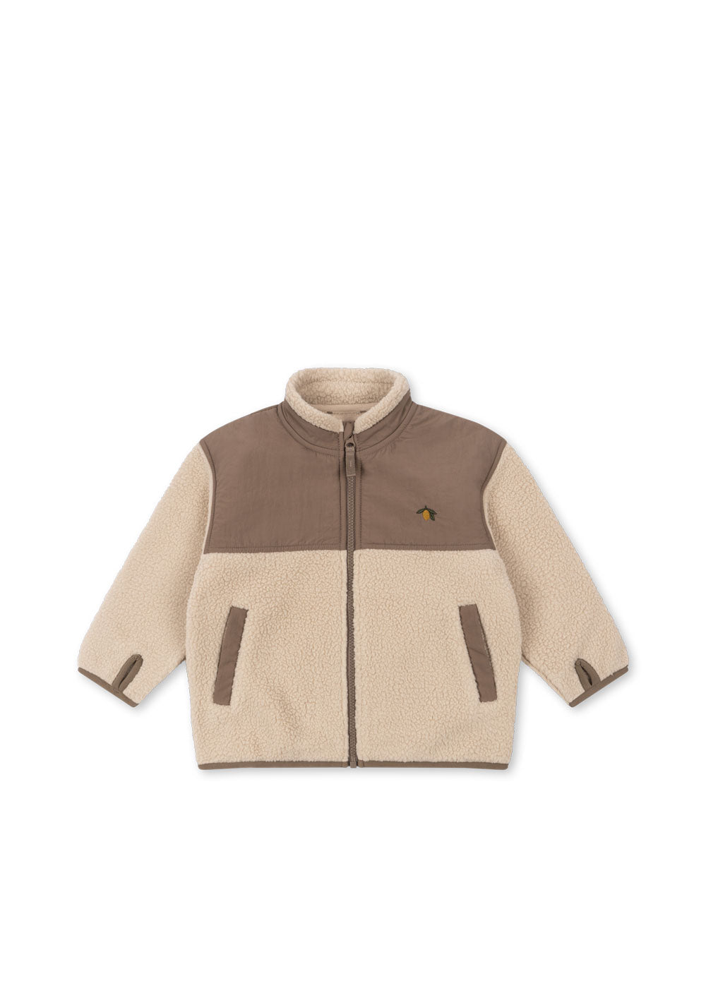 Konges Sløjd Flynn fleece jacket in Oxford Tan, front view on a white background