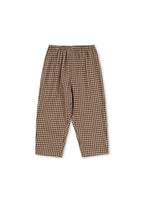 Front view of the Konges Sløjd Foret Pants in Chocolate Check on a white background.