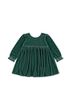 Front view of the Konges Sløjd Gia Bow Dress in Fir on a white background.