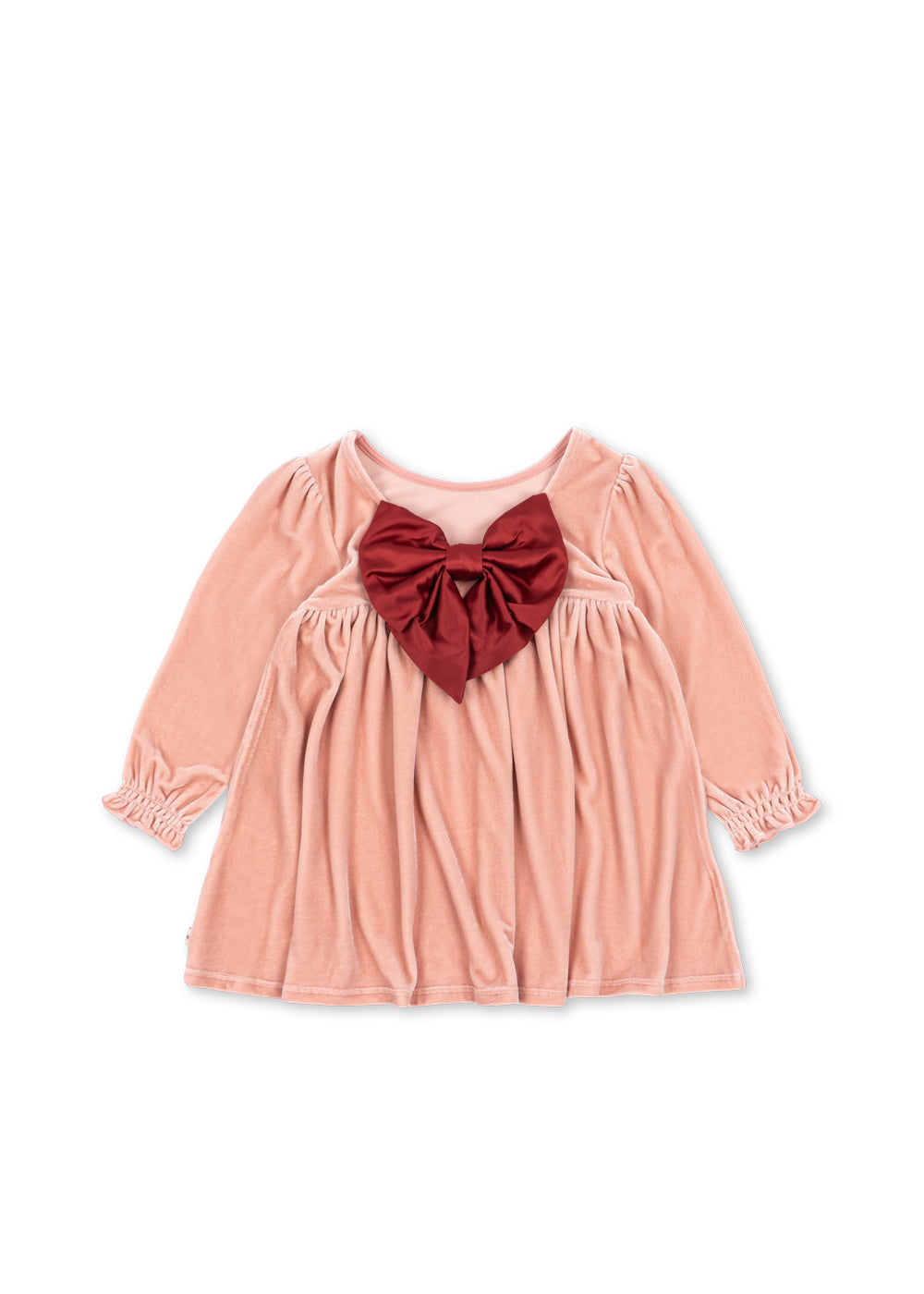 Back view of the Konges Sløjd Gia Bow Dress in Mellow Rose on a white background.