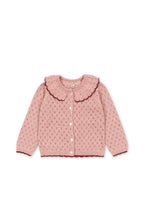 Front view of the Konges Sløjd Holiday Cardigan in Mellow Rose on a white background.