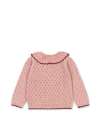 Back view of the Konges Sløjd Holiday Cardigan in Mellow Rose on a white background.