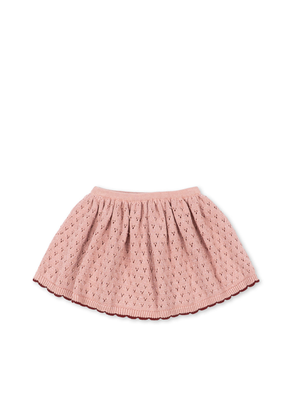 Front view of the Konges Sløjd Holiday Skirt in Mellow Rose on a white background.