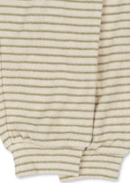 Close-up of Konges Sløjd Itty sweat pants in Tea stripe fabric