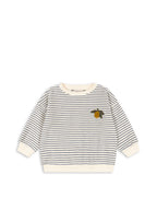 Front view of the Konges Sløjd Itty Sweat Shirt in Flint Stripe on a white background.