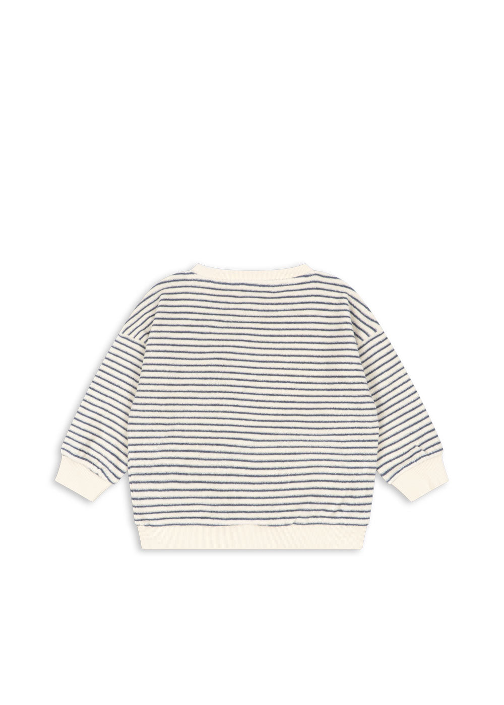 Back view of the Konges Sløjd Itty Sweat Shirt in Flint Stripe on a white background.
