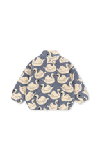 Back view of the Konges Sløjd Jody Teddy jacket in Swan print on a white background.