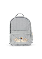 Front view of the Konges Sløjd Juno Backpack in Sleet on a white background.
