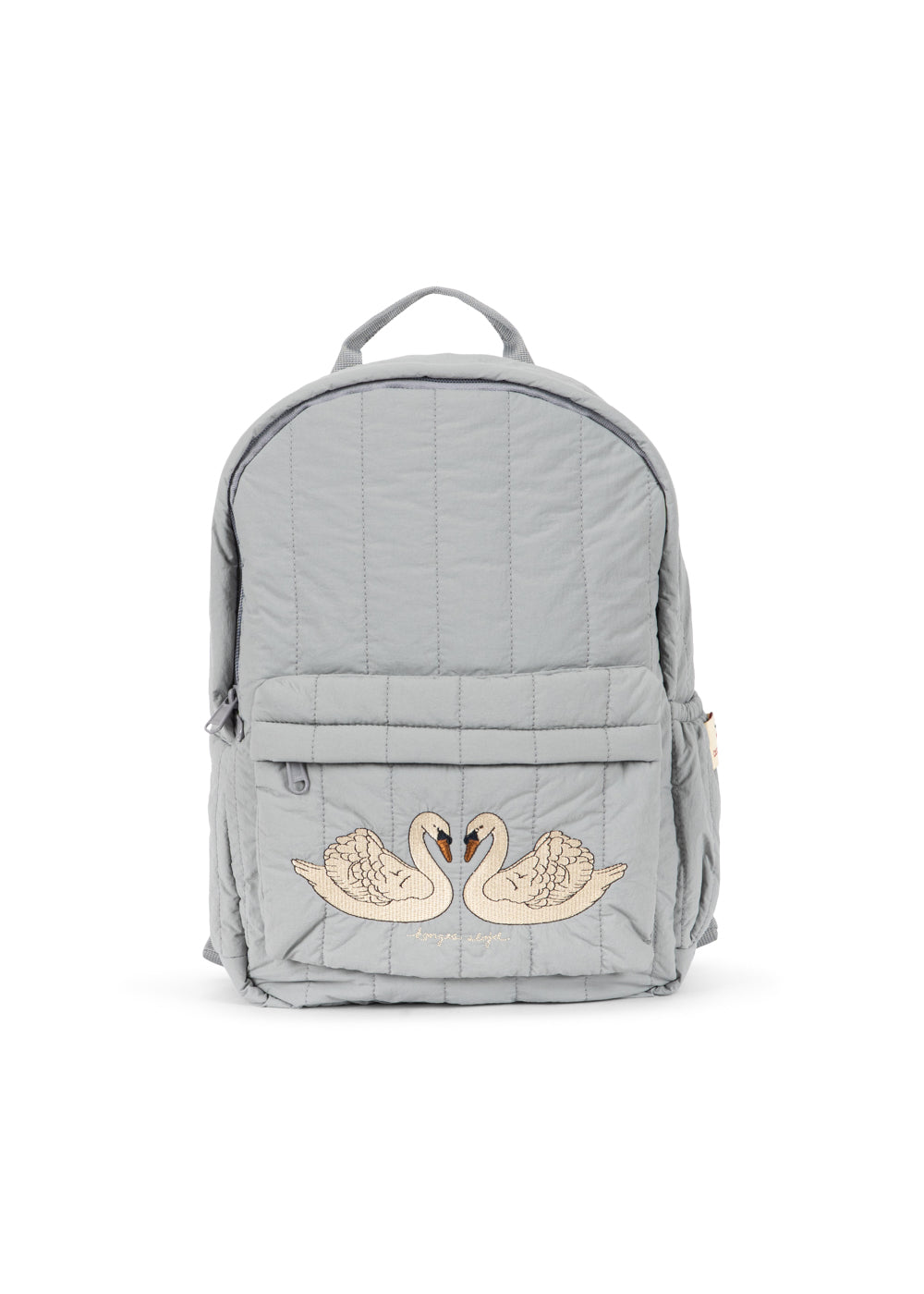 Front view of the Konges Sløjd Juno Backpack in Sleet on a white background.