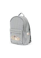 Side view of the Konges Sløjd Juno Backpack in Sleet on a white background.