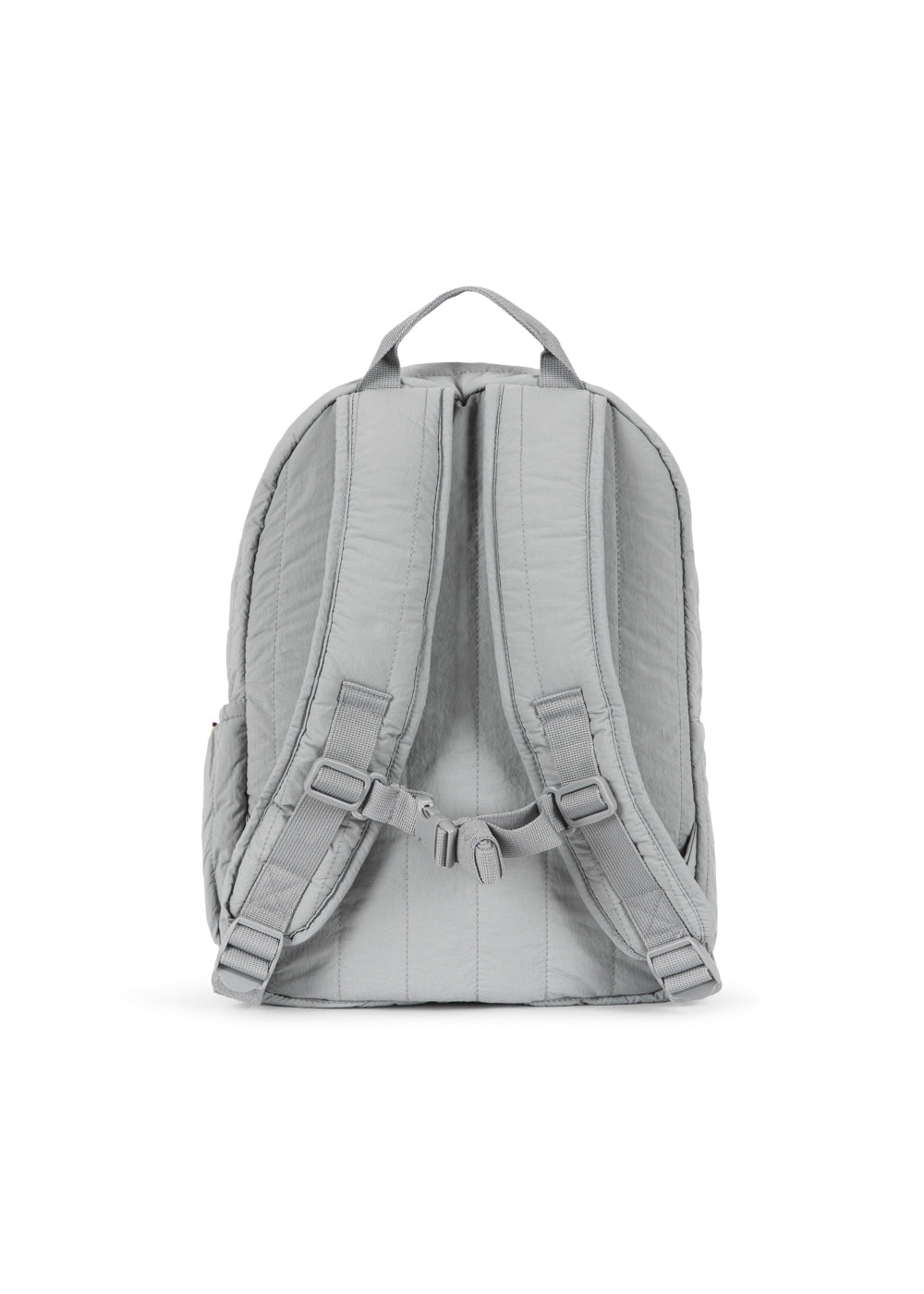 Back view of the Konges Sløjd Juno Backpack in Sleet on a white background.