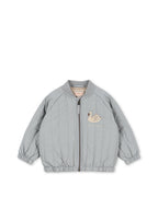Front view of the Konges Sløjd Juno Bomber Jacket in Sleet on a white background.