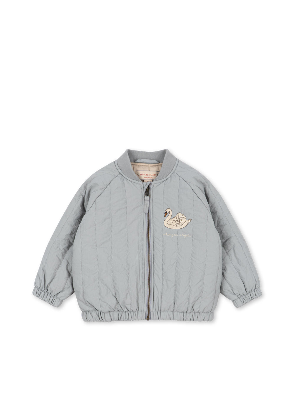 Front view of the Konges Sløjd Juno Bomber Jacket in Sleet on a white background.