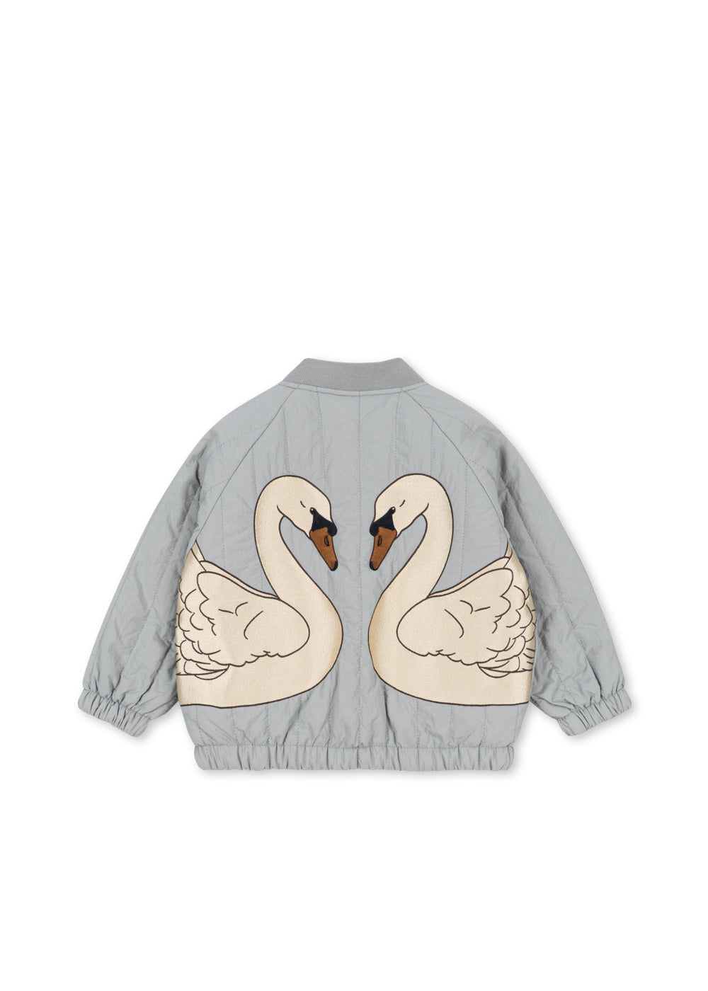 Back view of the Konges Sløjd Juno Bomber Jacket in Sleet on a white background.