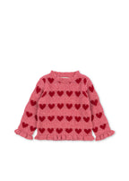 Front view of the Konges Sløjd Laula Sweater in Heart print on a white background.