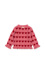 Back view of the Konges Sløjd Laula Sweater in Heart print on a white background.