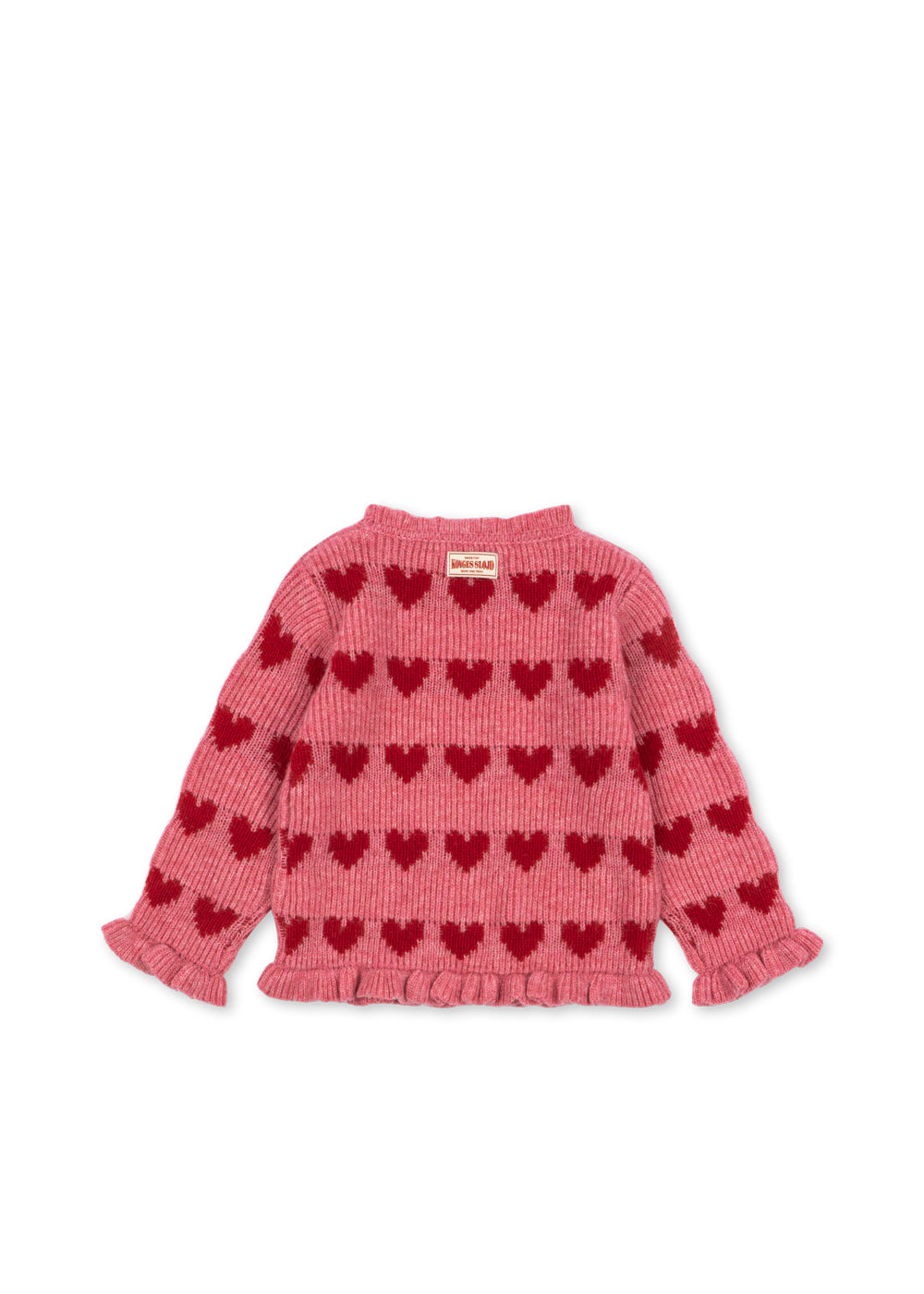 Back view of the Konges Sløjd Laula Sweater in Heart print on a white background.