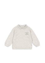 Konges Sløjd long-sleeve polo in off-white melange, front view on a white background