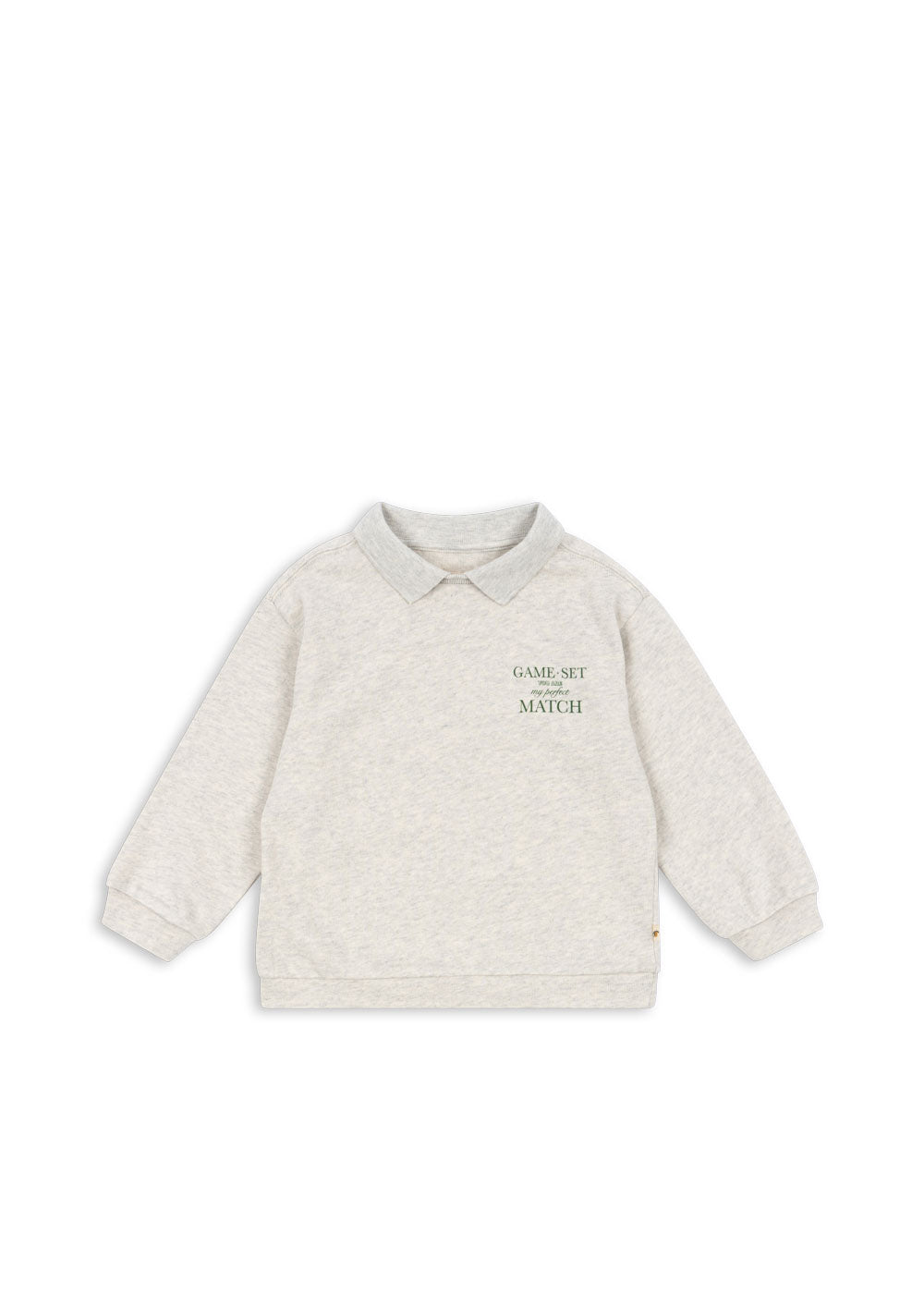 Konges Sløjd long-sleeve polo in off-white melange, front view on a white background