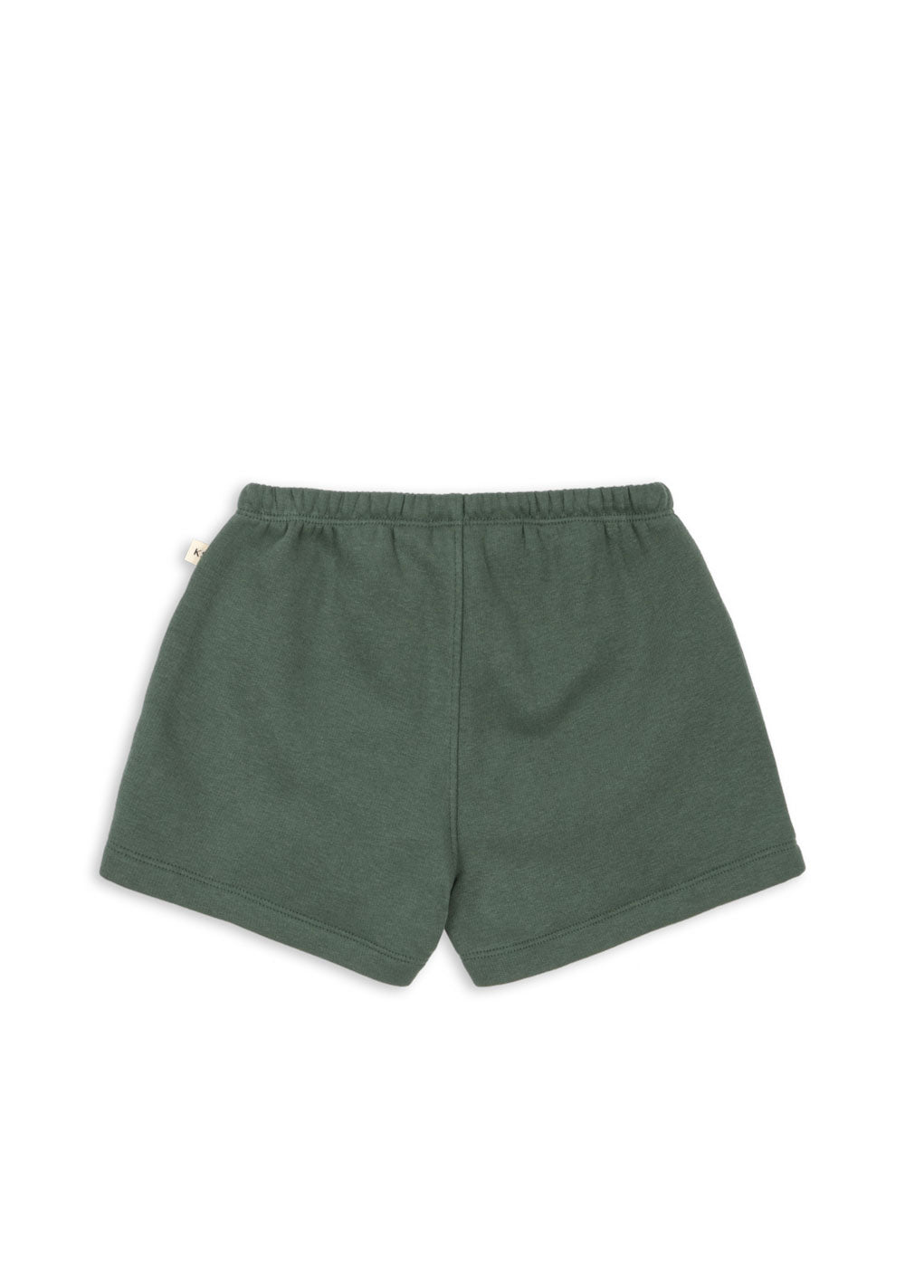Back view of a Konges Sløjd Lou sweat shorts in cilantro on a white background