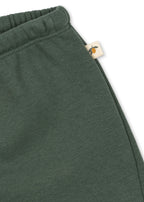 Close-up of a Konges Sløjd Lou sweat shorts in cilantro on a white background