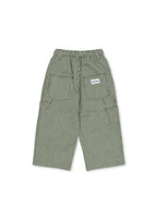 Back view of the Konges Sløjd Luc Pants in Milk Verte Stripe print on a white background.
