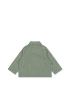 Back view of the Konges Sløjd Luc Shirt Jacket in Milk Verte Stripe print on a white background.
