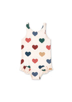 Front view of the Konges Sløjd Manuca swimsuit in Bon coeur coloré on a white background
